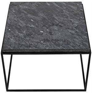 Noir Lomax Coffee Table: Minimalist Night Snow Marble Design with Matte Black Iron Base for Modern Spaces GTAB1055MTB