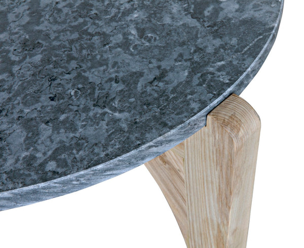 Noir Confucius Coffee Table - Elegant Oval Night Snow Marble & Waxed Elm Base for Modern Living Spaces GTAB1058