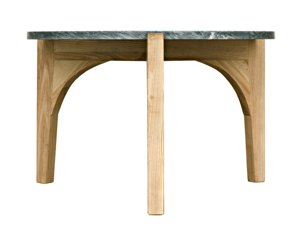 Noir Confucius Coffee Table - Elegant Oval Night Snow Marble & Waxed Elm Base for Modern Living Spaces GTAB1058