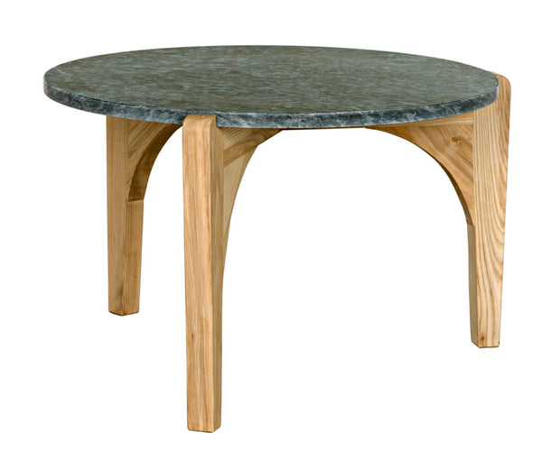 Noir Confucius Coffee Table - Elegant Oval Night Snow Marble & Waxed Elm Base for Modern Living Spaces GTAB1058