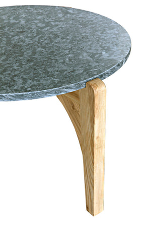 Noir Confucius Coffee Table - Elegant Oval Night Snow Marble & Waxed Elm Base for Modern Living Spaces GTAB1058