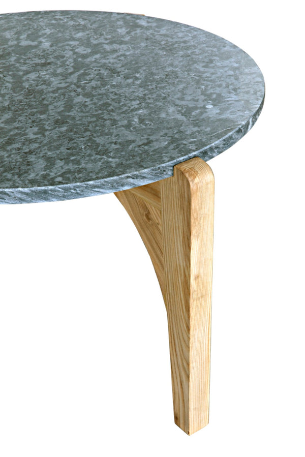 Noir Confucius Coffee Table - Elegant Oval Night Snow Marble & Waxed Elm Base for Modern Living Spaces GTAB1058