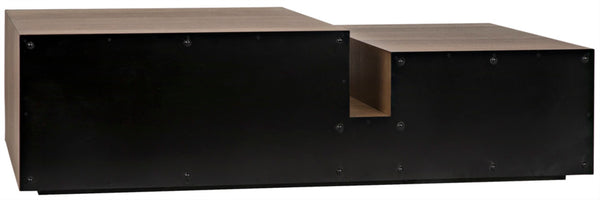 Noir Nido Coffee Table - Elegant Walnut and Matte Black Iron, Bi-Level Design for Modern Living Spaces GTAB1061MTB