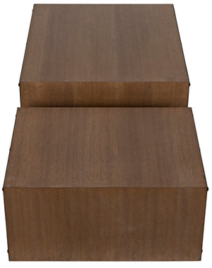 Noir Nido Coffee Table - Elegant Walnut and Matte Black Iron, Bi-Level Design for Modern Living Spaces GTAB1061MTB