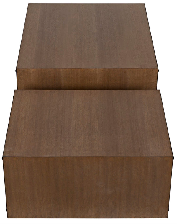 Noir Nido Coffee Table - Elegant Walnut and Matte Black Iron, Bi-Level Design for Modern Living Spaces GTAB1061MTB