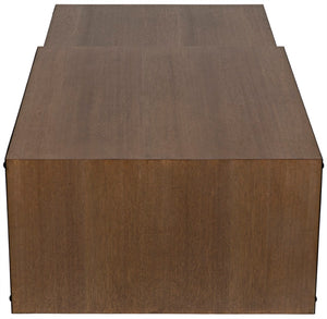 Noir Nido Coffee Table - Elegant Walnut and Matte Black Iron, Bi-Level Design for Modern Living Spaces GTAB1061MTB