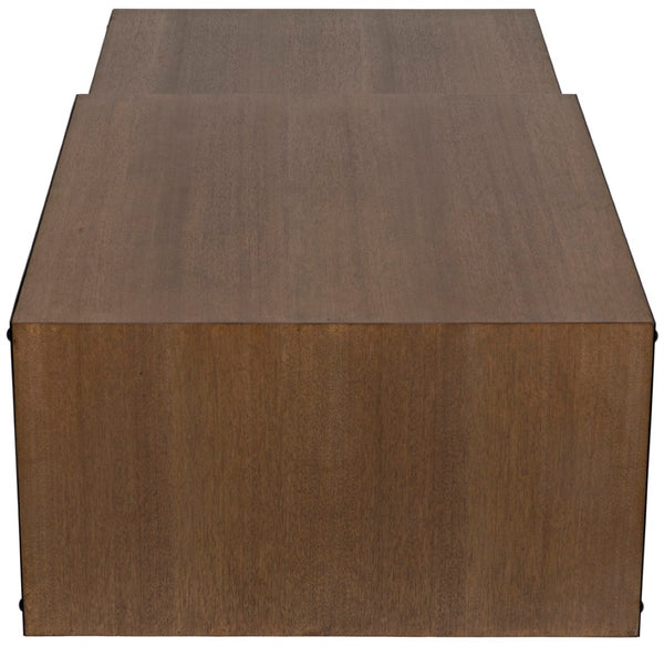 Noir Nido Coffee Table - Elegant Walnut and Matte Black Iron, Bi-Level Design for Modern Living Spaces GTAB1061MTB