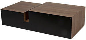 Noir Nido Coffee Table - Elegant Walnut and Matte Black Iron, Bi-Level Design for Modern Living Spaces GTAB1061MTB