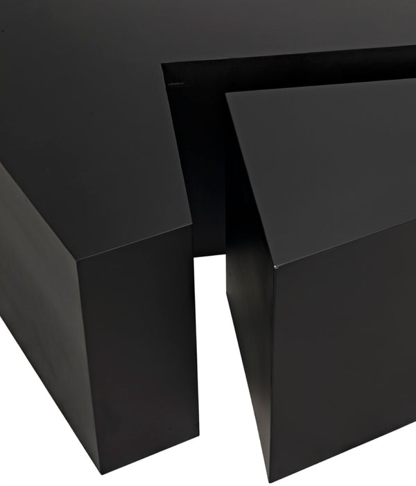 Noir Element Coffee Table - Handcrafted Matte Black Iron, Modular Design for Modern Living Room Style GTAB1066MTB