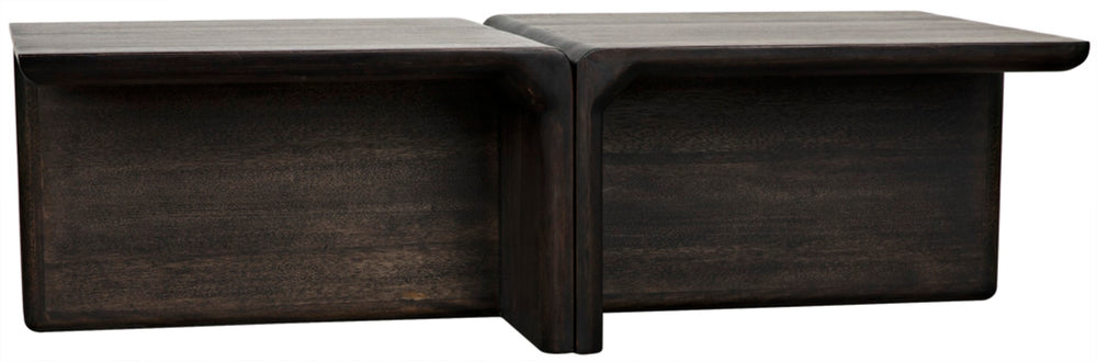 Noir Hagen Handcrafted Ebony Walnut Coffee Table - Versatile Two-Piece Design for Modern Living Spaces GTAB1071EB