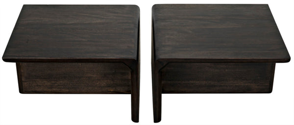 Noir Hagen Handcrafted Ebony Walnut Coffee Table - Versatile Two-Piece Design for Modern Living Spaces GTAB1071EB