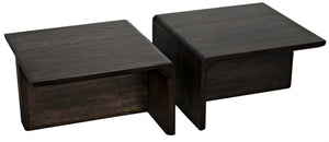 Noir Hagen Handcrafted Ebony Walnut Coffee Table - Versatile Two-Piece Design for Modern Living Spaces GTAB1071EB