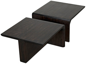 Noir Hagen Handcrafted Ebony Walnut Coffee Table - Versatile Two-Piece Design for Modern Living Spaces GTAB1071EB