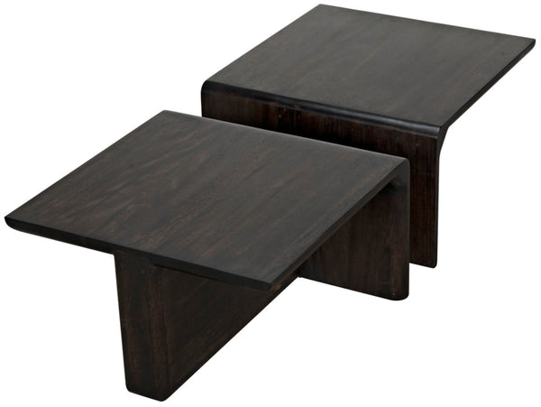 Noir Hagen Handcrafted Ebony Walnut Coffee Table - Versatile Two-Piece Design for Modern Living Spaces GTAB1071EB