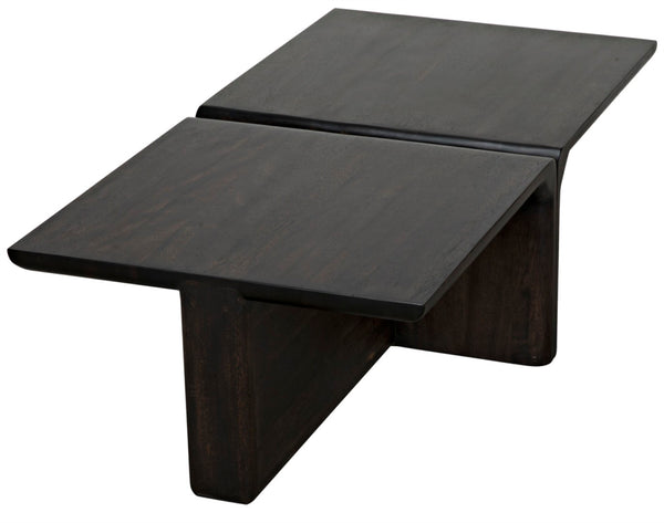 Noir Hagen Handcrafted Ebony Walnut Coffee Table - Versatile Two-Piece Design for Modern Living Spaces GTAB1071EB