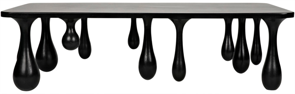 Noir Drop Coffee Table - Sculptural Elegance in Hand-Rubbed Black Finish with Unique Droplet Legs GTAB1086HB
