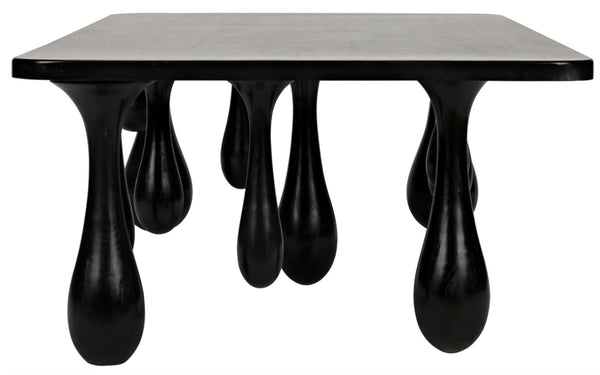 Noir Drop Coffee Table - Sculptural Elegance in Hand-Rubbed Black Finish with Unique Droplet Legs GTAB1086HB