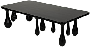 Noir Drop Coffee Table - Sculptural Elegance in Hand-Rubbed Black Finish with Unique Droplet Legs GTAB1086HB