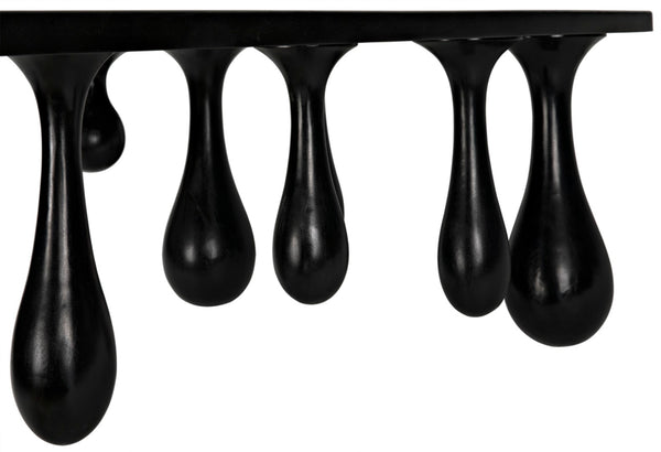 Noir Drop Coffee Table - Sculptural Elegance in Hand-Rubbed Black Finish with Unique Droplet Legs GTAB1086HB