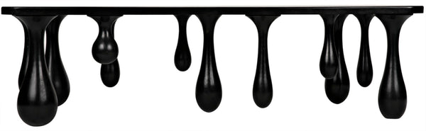 Noir Drop Coffee Table - Sculptural Elegance in Hand-Rubbed Black Finish with Unique Droplet Legs GTAB1086HB