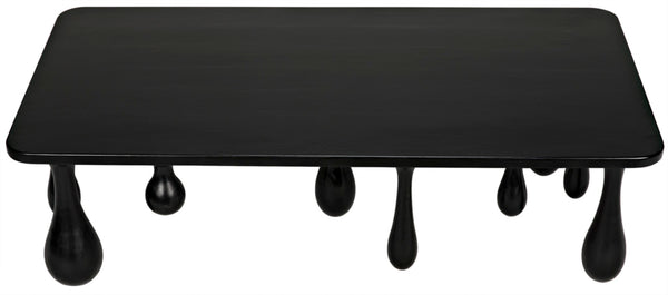 Noir Drop Coffee Table - Sculptural Elegance in Hand-Rubbed Black Finish with Unique Droplet Legs GTAB1086HB