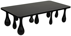 Noir Drop Coffee Table - Sculptural Elegance in Hand-Rubbed Black Finish with Unique Droplet Legs GTAB1086HB