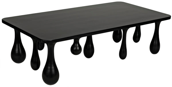 Noir Drop Coffee Table - Sculptural Elegance in Hand-Rubbed Black Finish with Unique Droplet Legs GTAB1086HB