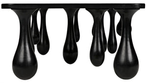 Noir Drop Coffee Table - Sculptural Elegance in Hand-Rubbed Black Finish with Unique Droplet Legs GTAB1086HB