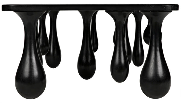 Noir Drop Coffee Table - Sculptural Elegance in Hand-Rubbed Black Finish with Unique Droplet Legs GTAB1086HB