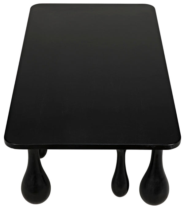 Noir Drop Coffee Table - Sculptural Elegance in Hand-Rubbed Black Finish with Unique Droplet Legs GTAB1086HB