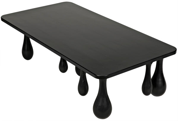 Noir Drop Coffee Table - Sculptural Elegance in Hand-Rubbed Black Finish with Unique Droplet Legs GTAB1086HB