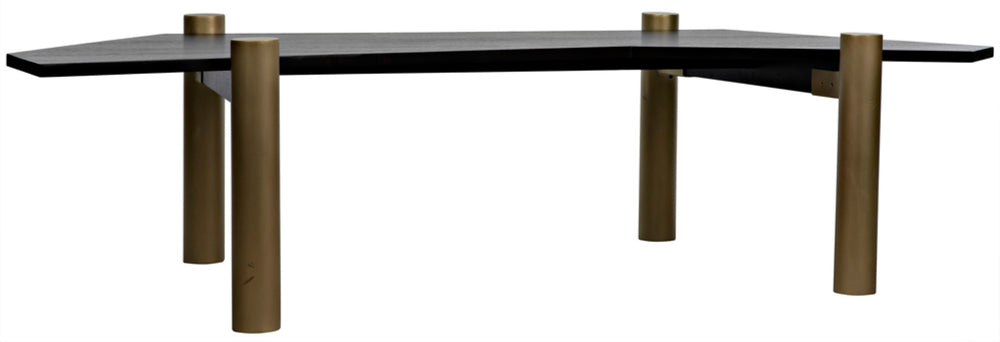 Noir Tabu Coffee Table - Artisan Crafted with Ebony Walnut Top & Elegant Antique Brass Legs for Modern Spaces GTAB1095MBEB