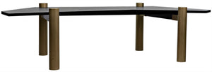 Noir Tabu Coffee Table - Artisan Crafted with Ebony Walnut Top & Elegant Antique Brass Legs for Modern Spaces GTAB1095MBEB