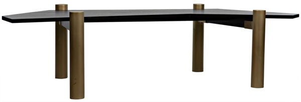 Noir Tabu Coffee Table - Artisan Crafted with Ebony Walnut Top & Elegant Antique Brass Legs for Modern Spaces GTAB1095MBEB