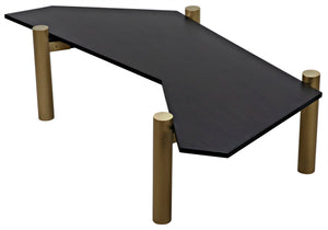 Noir Tabu Coffee Table - Artisan Crafted with Ebony Walnut Top & Elegant Antique Brass Legs for Modern Spaces GTAB1095MBEB