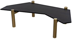Noir Tabu Coffee Table - Artisan Crafted with Ebony Walnut Top & Elegant Antique Brass Legs for Modern Spaces GTAB1095MBEB