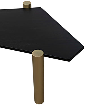 Noir Tabu Coffee Table - Artisan Crafted with Ebony Walnut Top & Elegant Antique Brass Legs for Modern Spaces GTAB1095MBEB