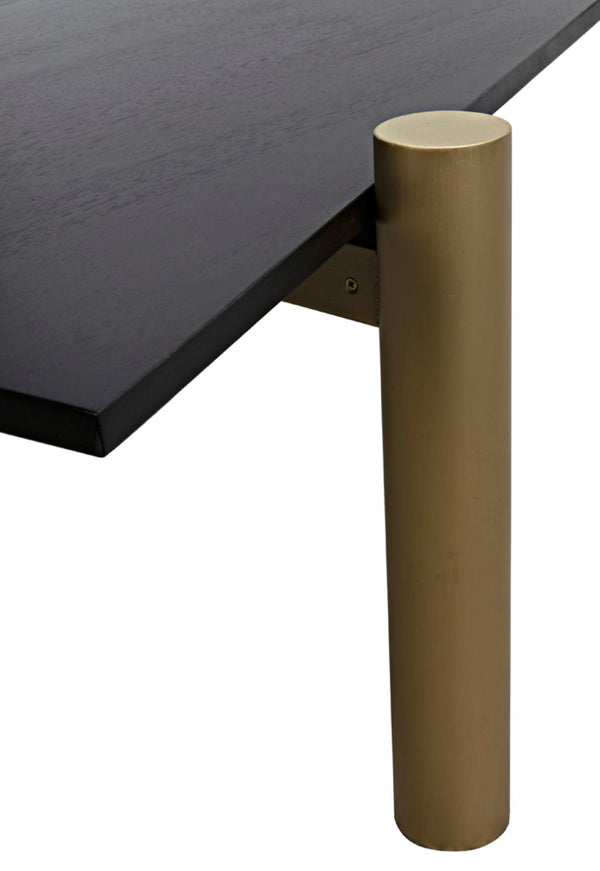 Noir Tabu Coffee Table - Artisan Crafted with Ebony Walnut Top & Elegant Antique Brass Legs for Modern Spaces GTAB1095MBEB