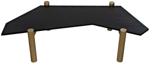 Noir Tabu Coffee Table - Artisan Crafted with Ebony Walnut Top & Elegant Antique Brass Legs for Modern Spaces GTAB1095MBEB