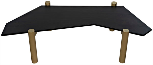 Noir Tabu Coffee Table - Artisan Crafted with Ebony Walnut Top & Elegant Antique Brass Legs for Modern Spaces GTAB1095MBEB