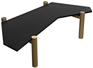Noir Tabu Coffee Table - Artisan Crafted with Ebony Walnut Top & Elegant Antique Brass Legs for Modern Spaces GTAB1095MBEB