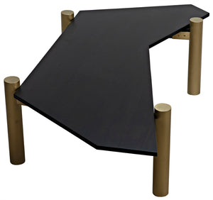 Noir Tabu Coffee Table - Artisan Crafted with Ebony Walnut Top & Elegant Antique Brass Legs for Modern Spaces GTAB1095MBEB