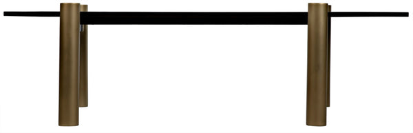 Noir Tabu Coffee Table - Artisan Crafted with Ebony Walnut Top & Elegant Antique Brass Legs for Modern Spaces GTAB1095MBEB