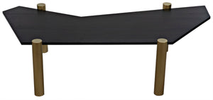 Noir Tabu Coffee Table - Artisan Crafted with Ebony Walnut Top & Elegant Antique Brass Legs for Modern Spaces GTAB1095MBEB