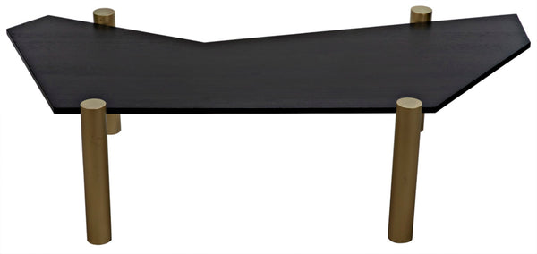 Noir Tabu Coffee Table - Artisan Crafted with Ebony Walnut Top & Elegant Antique Brass Legs for Modern Spaces GTAB1095MBEB