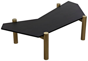 Noir Tabu Coffee Table - Artisan Crafted with Ebony Walnut Top & Elegant Antique Brass Legs for Modern Spaces GTAB1095MBEB