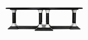 Noir Desoto Coffee Table - Hand-Rubbed Black & White Accents, Solid Mahogany, Modern Architectural Design GTAB1106HBSW