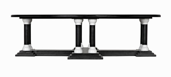 Noir Desoto Coffee Table - Hand-Rubbed Black & White Accents, Solid Mahogany, Modern Architectural Design GTAB1106HBSW