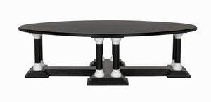 Noir Desoto Coffee Table - Hand-Rubbed Black & White Accents, Solid Mahogany, Modern Architectural Design GTAB1106HBSW