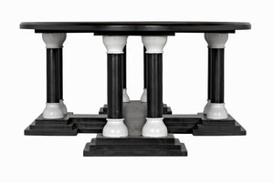 Noir Desoto Coffee Table - Hand-Rubbed Black & White Accents, Solid Mahogany, Modern Architectural Design GTAB1106HBSW